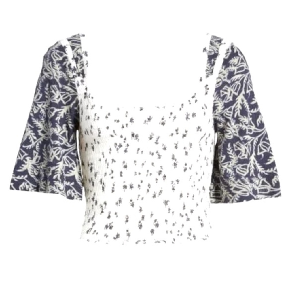 Free People Marigold Mix Print Smocked Top XS